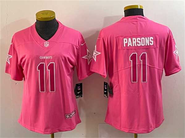 Women%27s Dallas Cowboys #11 Micah Parsons Pink Vapor Untouchable Limited Stitched Jersey(Run Small)